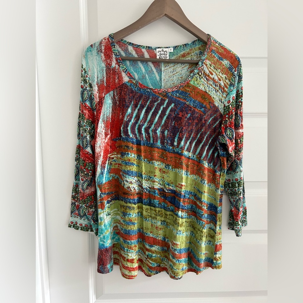 Parsley and Sage Long Sleeve Top Blue Green Multi Size M